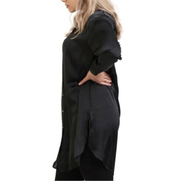 Black Tape Dress Tunic Shirt Black Button Front Long Sleeve Extra Large XL 16 - Picture 2 of 15
